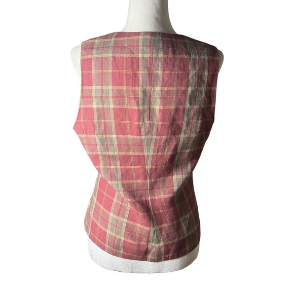 Vintage Linen-Blend Plaid Cottagecore Vest 6 - Picture 5 of 6
